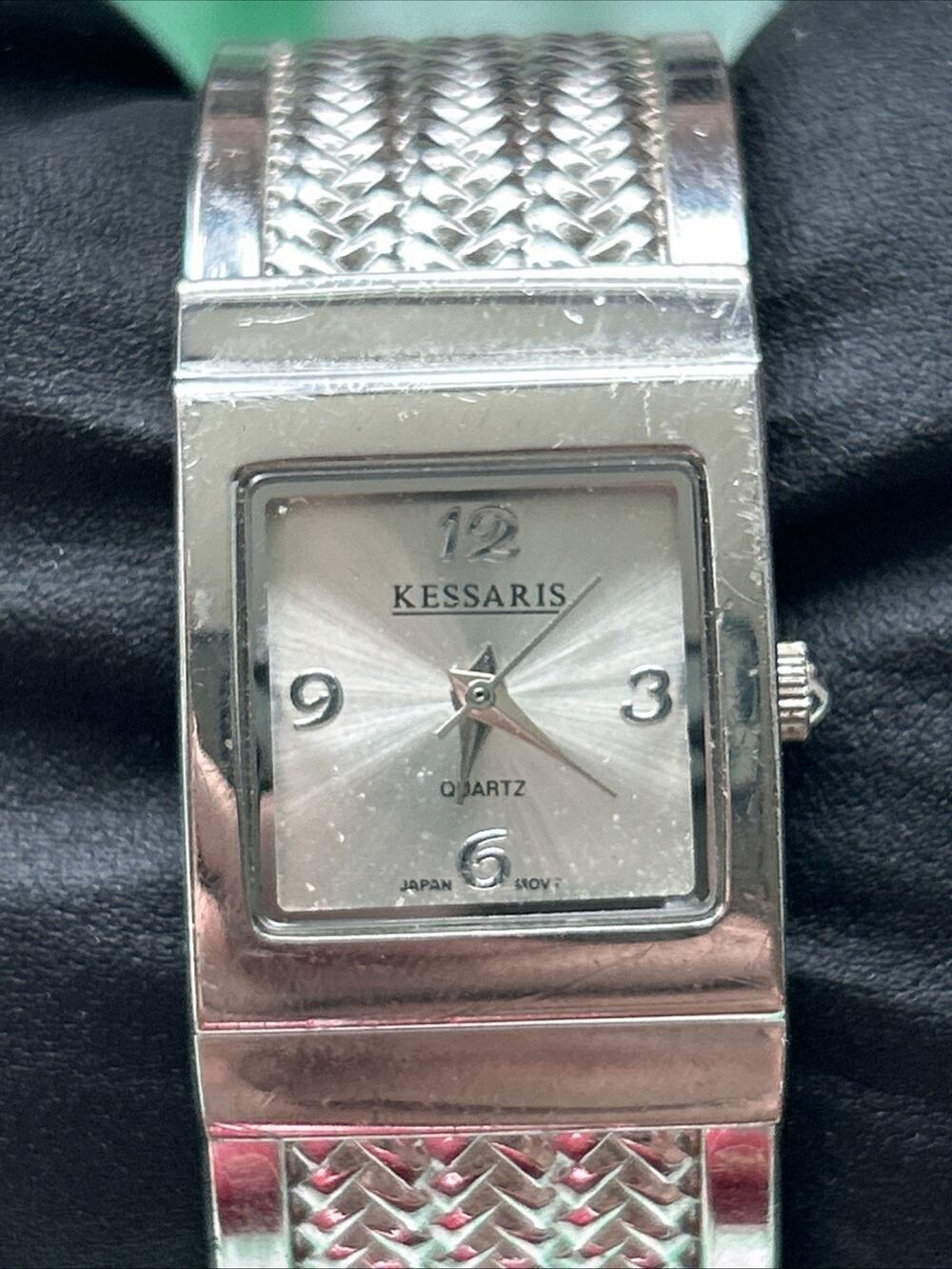 Kessaris Silver Tone Women’s Cuff Watch